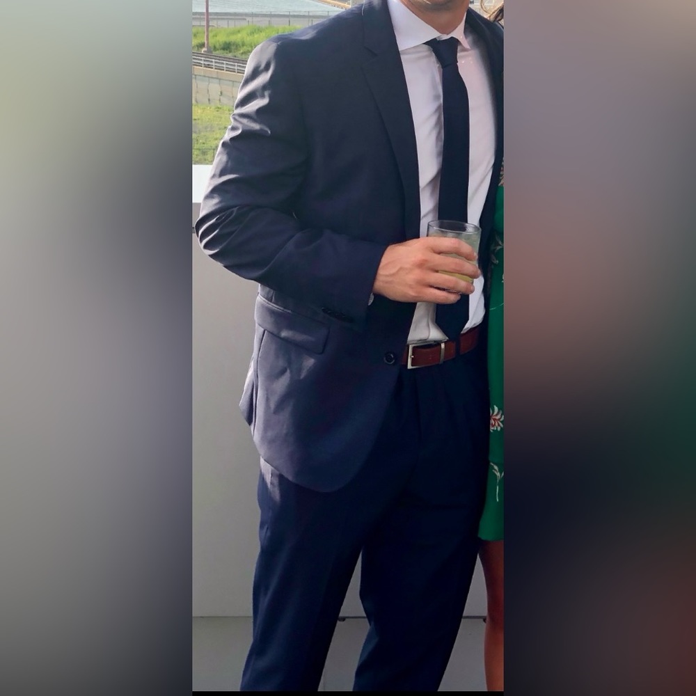 Express Slim Navy Performance Stretch Wool-Blend Suit